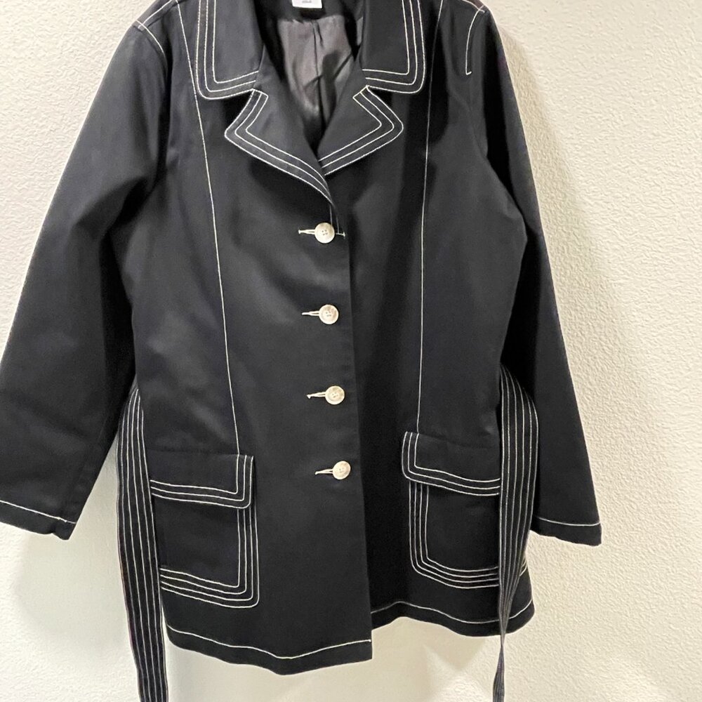 OLD NAVY Vintage (SP06) Trench/Pea Coat Long Sleeve Belted, Black - XXL - Picture 4 of 11